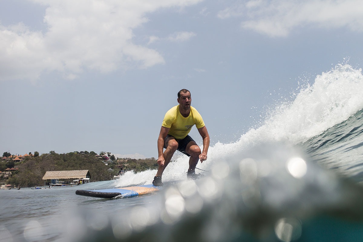 Surf lesson in the clear waters around Nusa Lembongan.